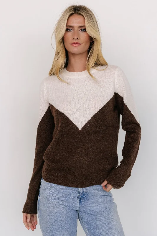 Tanner Sweater | Ivory + Brown