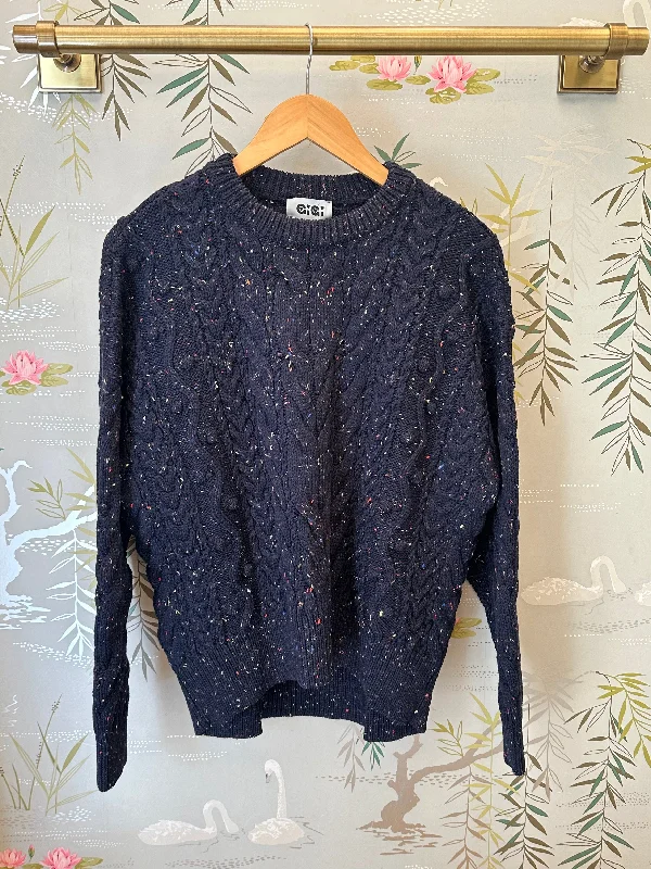 GiGi Oversized Cable Sweater Navy Speckle