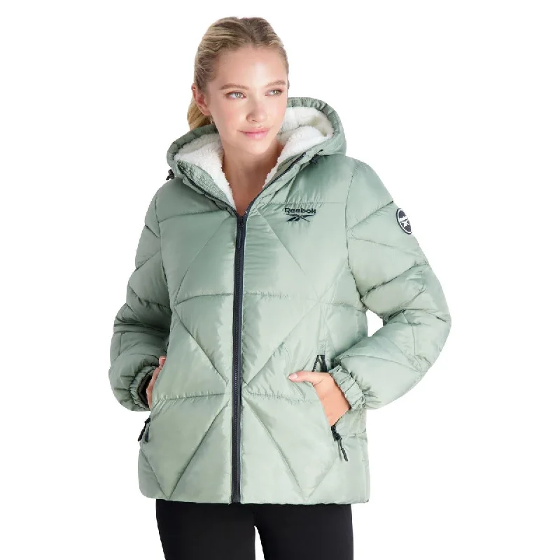 Reebok Women’s Sherpa Lined Quilted Winter Puffer Coat