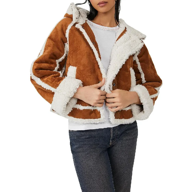 We The Free Womens Hooded Cold Weather Faux Fur Coat