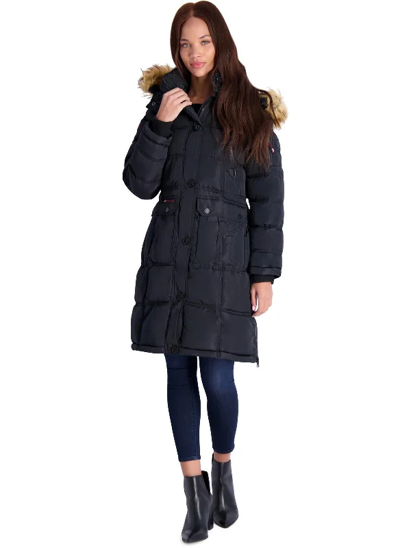 Womens Faux Fur Heavyweight Puffer Coat