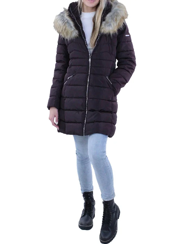 Womens Faux Fur Winter Puffer Coat