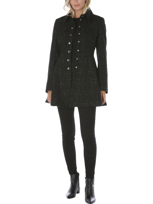 Womens Midi Peplum Wool Coat