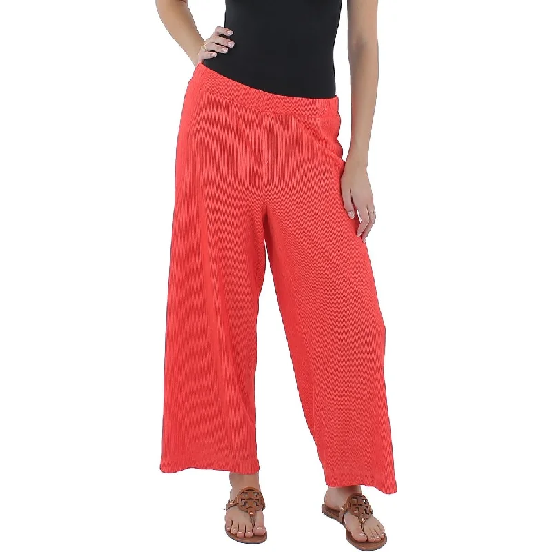 Anne Klein Womens Crinkled Crop Wide Leg Pants