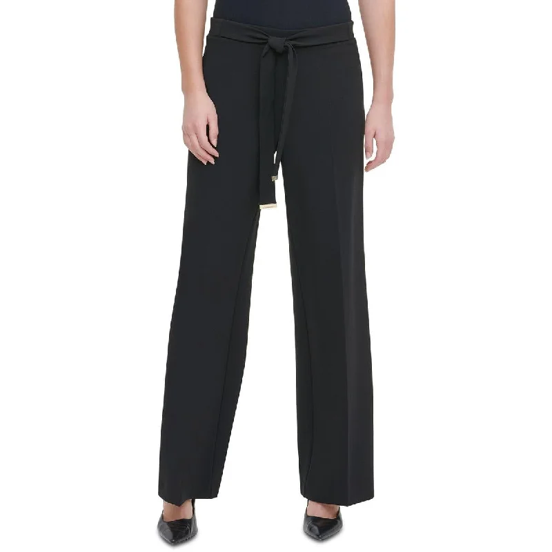 Calvin Klein Womens   Banded Tie Front Wide Leg Pants