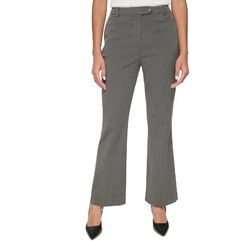 Calvin Klein Womens High Rise Pinstripe Wide Leg Pants