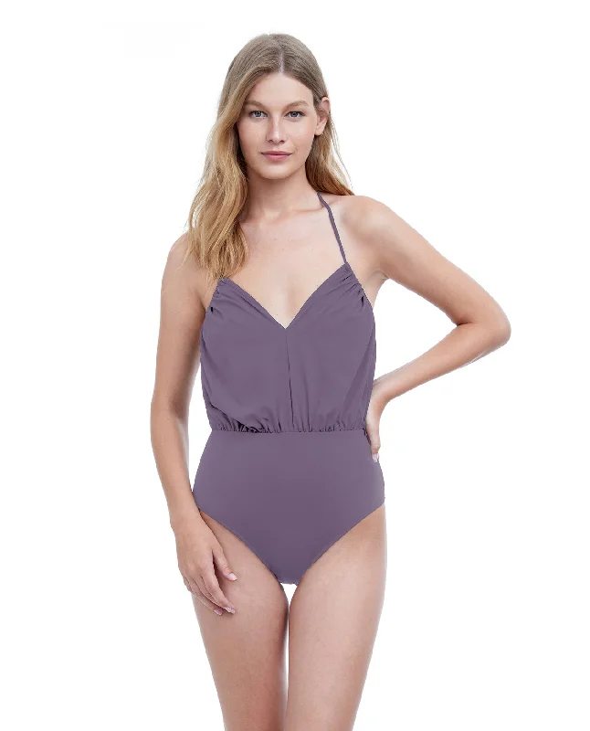 Gottex Front Row Halter Blouson One Piece Swimsuit