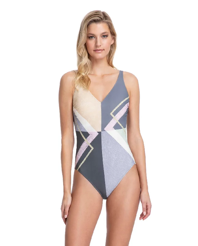 Gottex Modern Art V-Neck One Piece Swimsuit