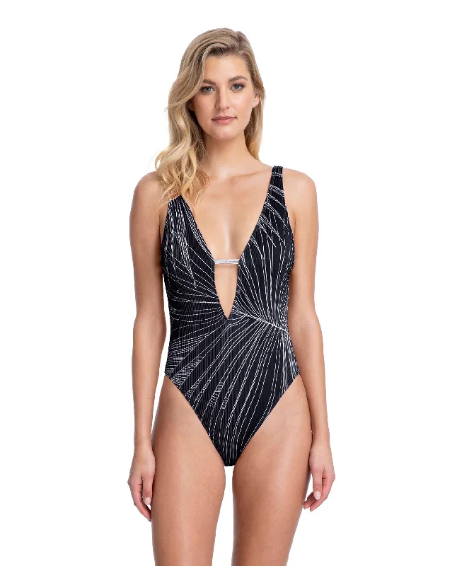 Gottex Palla Strappy Deep Plunge V-Neck One Piece Swimsuit