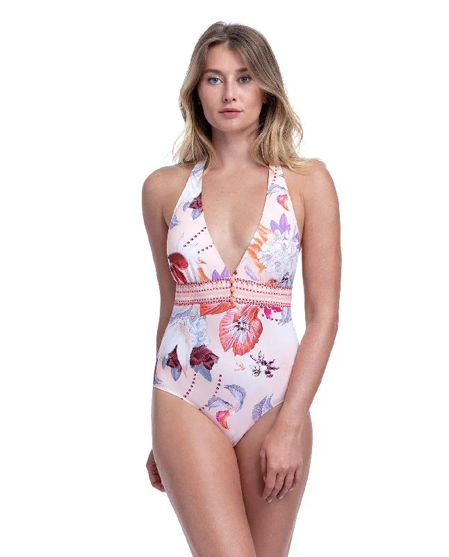 Gottex Paradise Halter V-Neck One Piece Swimsuit