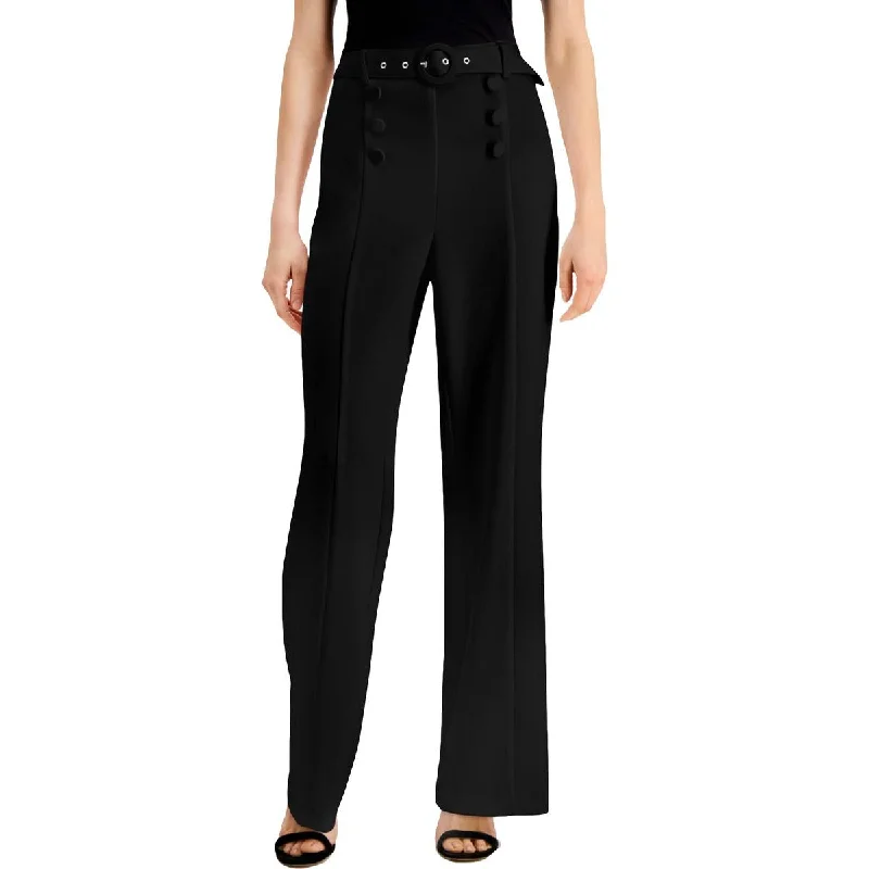 INC Womens High Rise Button Detail Wide Leg Pants