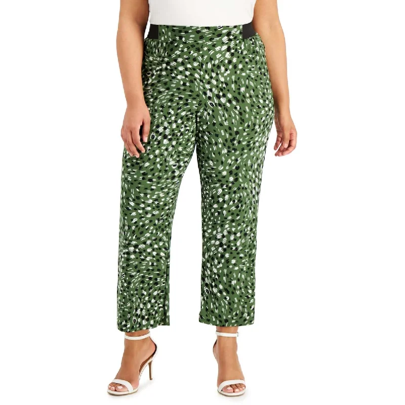 Kasper Womens Plus Printed Pull On Wide Leg Pants