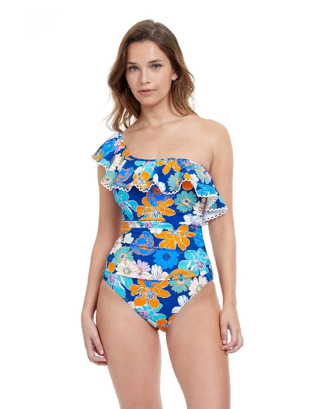 Profile By Gottex Rising Sun Ruffle One Shoulder One Piece Swimsuit