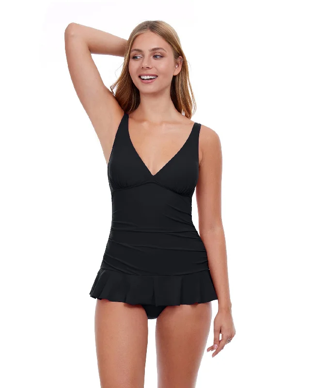 Profile By Gottex Tutti Frutti D-Cup V-Neck Peplum One Piece Swimsuit