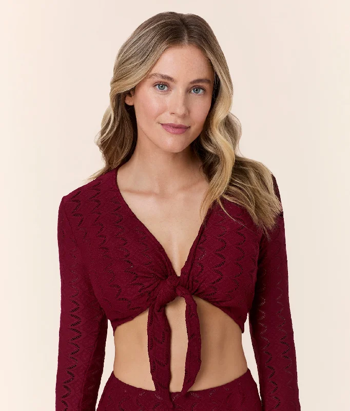 The Crete Jacket - Scallop Crochet - Syrah