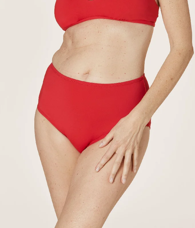 The High Waisted Bottom - Eco Nylon - Cherry Red