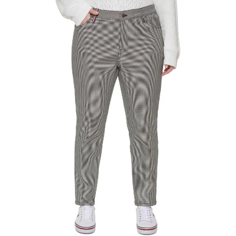 Tommy Hilfiger Womens Plus Tribeca Houndstooth Office Straight Leg Pants