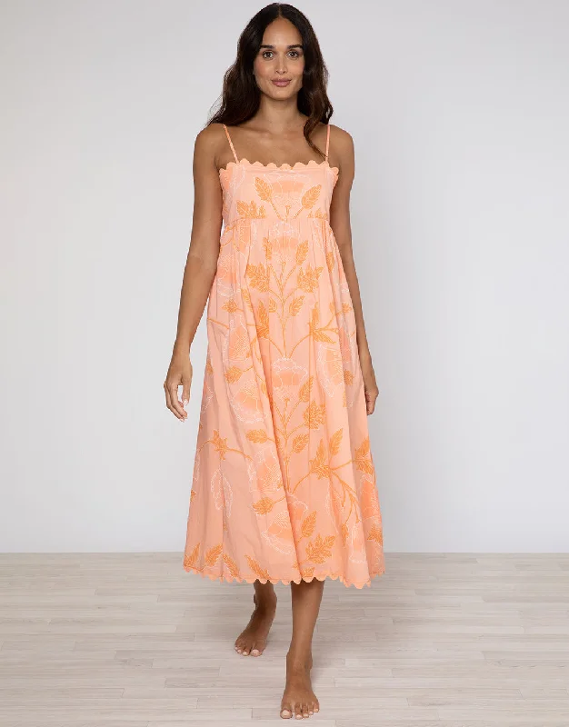 Bellflower Tie Back Midi Dress - Peach