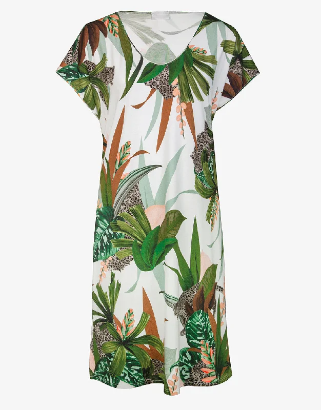 Floral Safari Beach Dress - White Jungle