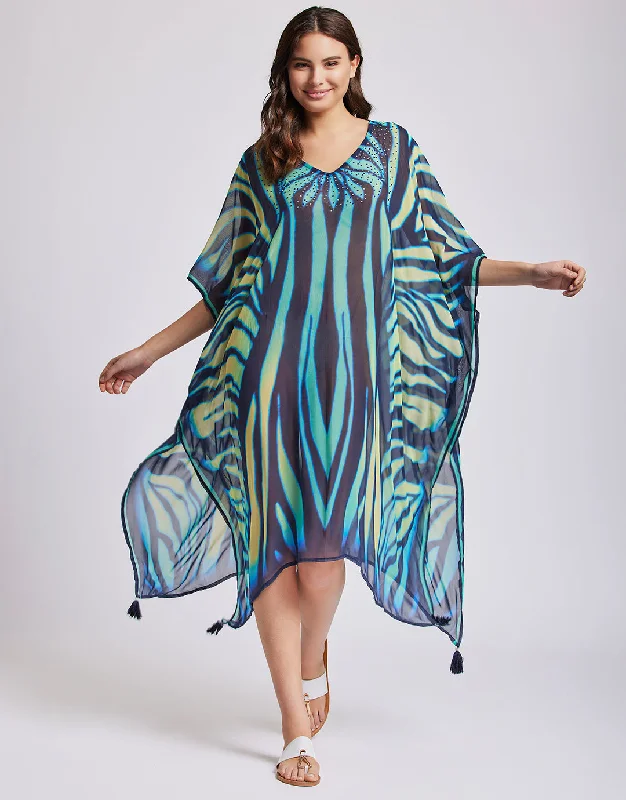 Fuego Poncho Kaftan - Multi Blue