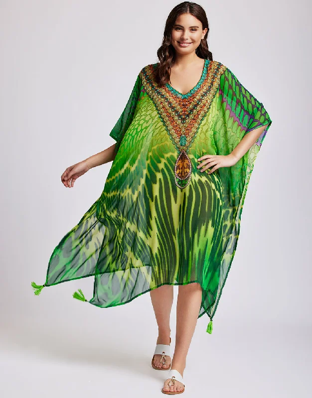 Fuego Poncho Kaftan - Multi Green