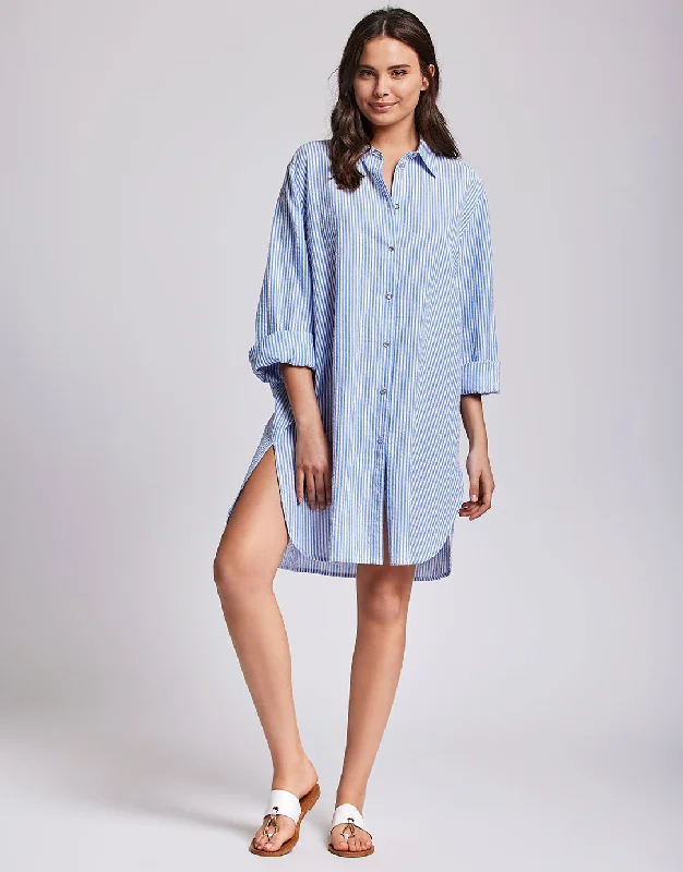 Laura Beach Shirt - Light Blue Stripe