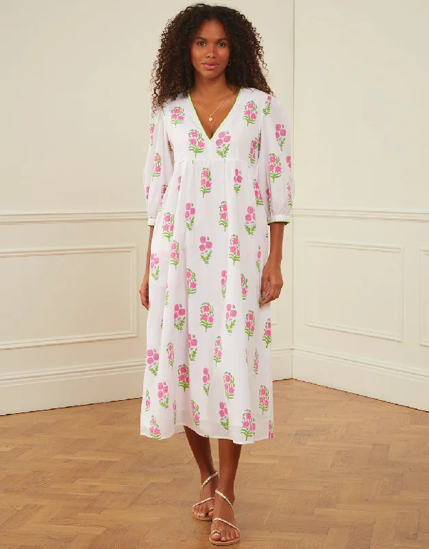 Lydia Dress - Neon Agapanthus