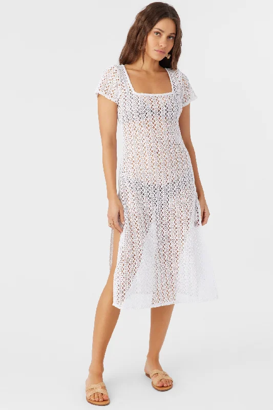 NINA MIDI CROCHET LACE COVER-UP DRESS