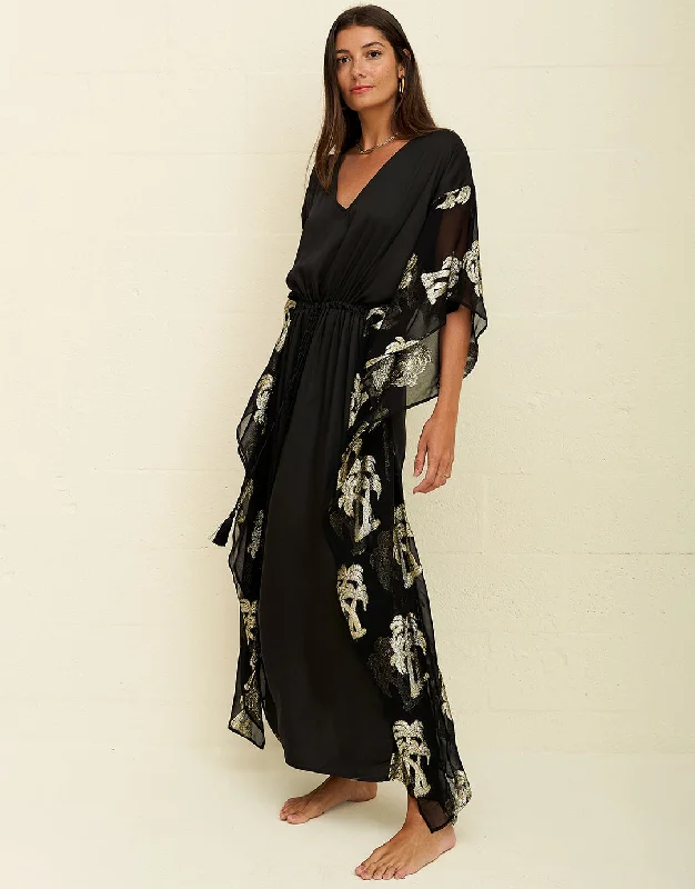 Palm Tree Kaftan - Black