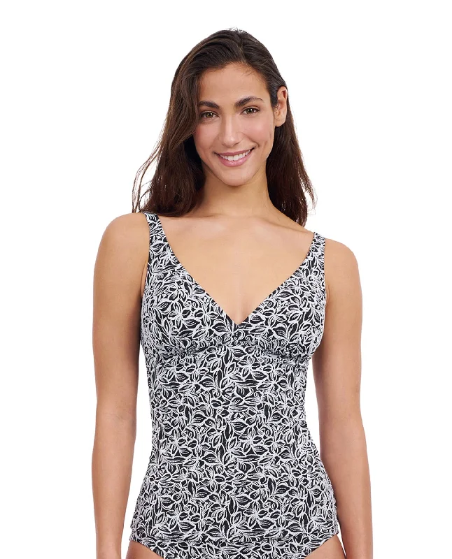 Profile By Gottex Plumeria D-Cup Textured V-Neck Tankini Top