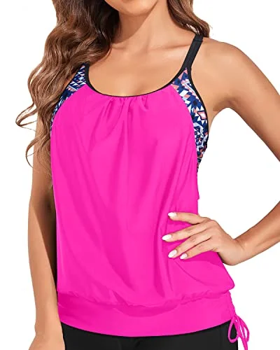 Slimming Tankini Top With No Bottom Tankini Bathing Suit Tops For Women-Pink Tribal