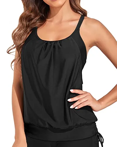 Strappy Removable Padded Push Up Bra Swim Tank Top Women-Black