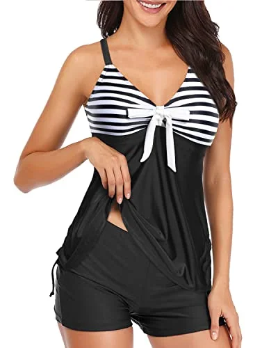 Two Piece Swimsuit Tankini Top with Shorts Tummy Control Swimwear for Women