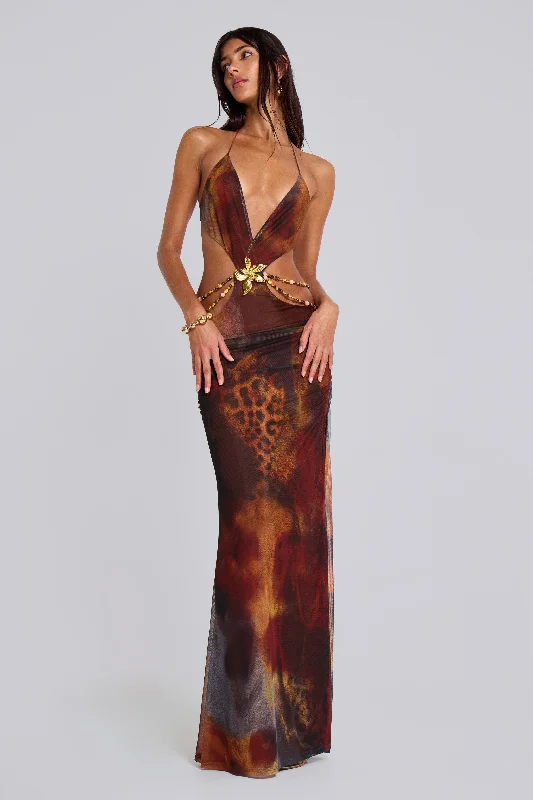 Vida Backless Maxi Dress in Whiskey