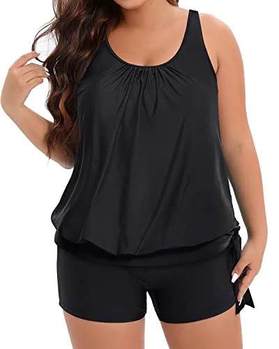 Women Plus Size Two Piece Tankini Swimsuit Tummy Control Bathing Suits