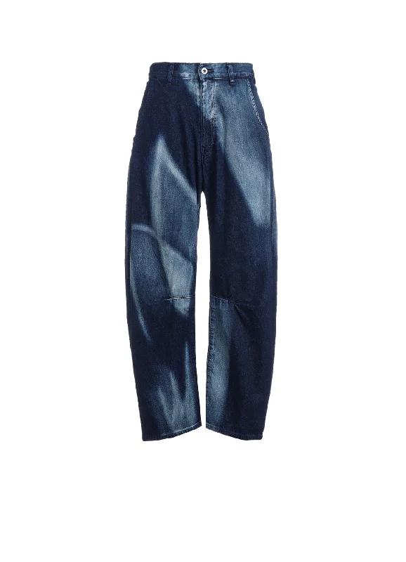 C/ SPOTTED DENIM GUSSET WIDE PANTS