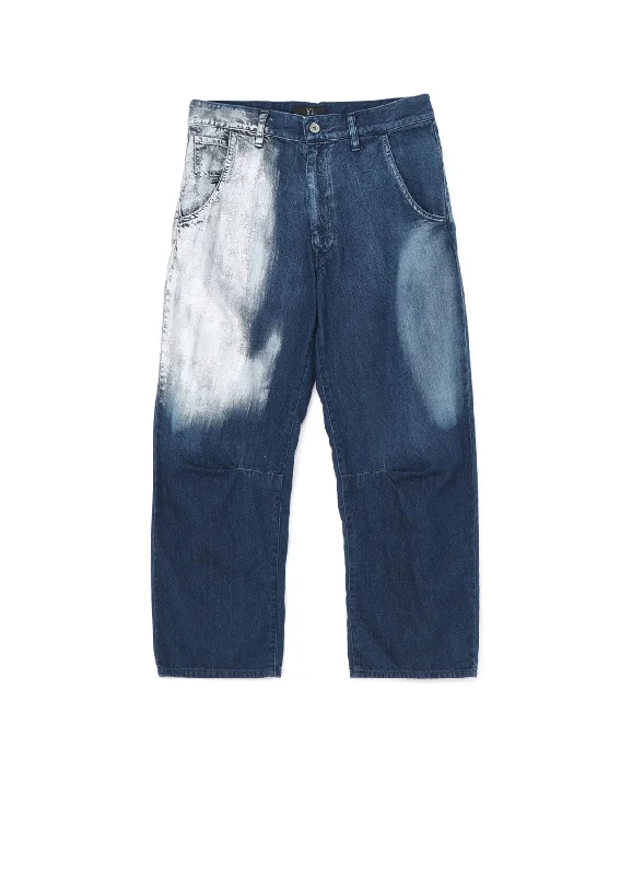 WIDE LEG GUSSETED DENIM PANTS