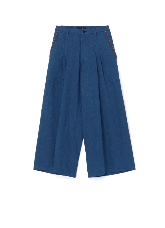 10oz DENIM DOUBLE PLEATED WIDE LEG PANTS